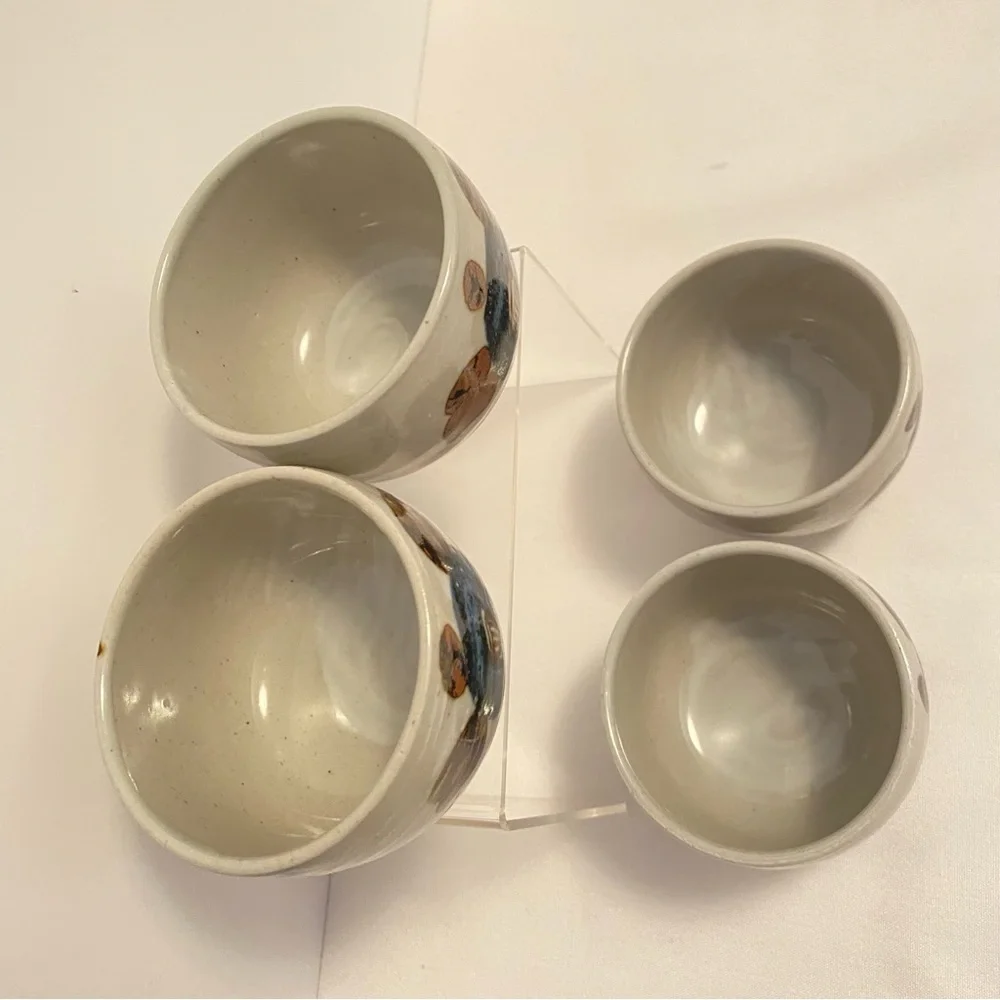 Asahi Japanese Stoneware Tea Cups Set Of 4